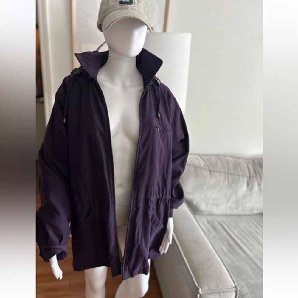 London Fog Purple  Oversized Preppy Academia Full Zipper Jacket Coat  L